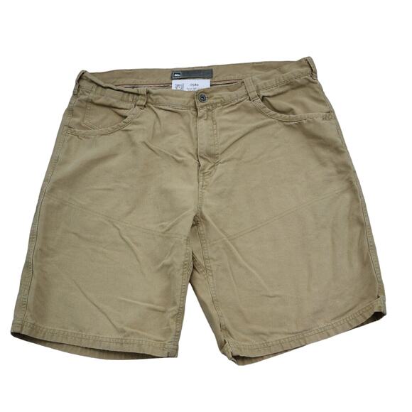 Rei Shorts Mens 38 Brown High Waist Flat Front 5 Pocket Design Casual Chino - Picture 1 of 15